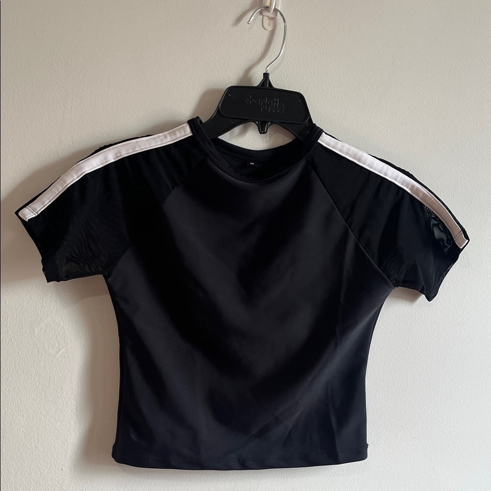 NWOT black striped top